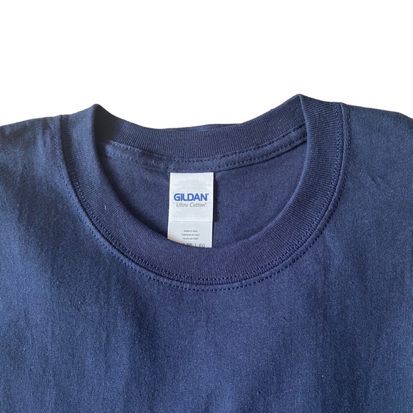 Gildan 2/$10 Adult XL Ultra Cotton Navy Blue Short Sleeve Crew Neck T-Shirts - Picture 4 of 7